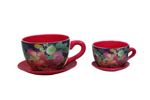 Flowerpot colored leaves s/2