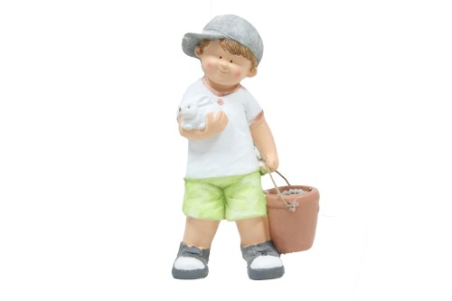 boy and rabbit flower pot