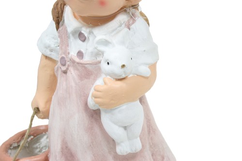 pot de fleurs fille et lapin