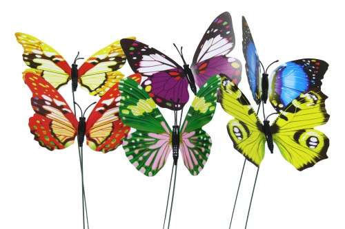 Pin butterflies assorted flowers s/50