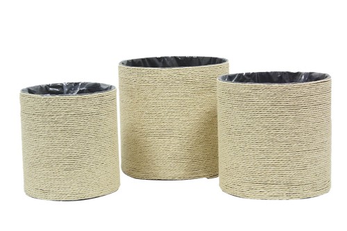 Cestas de tiras de papel beige s/3