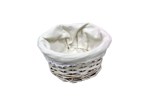 Cesta oval mimbre blanco c/ tela blanca