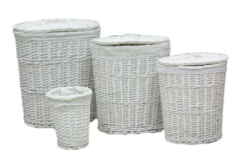 Wardrobes + white wicker oval wastebasket s/4