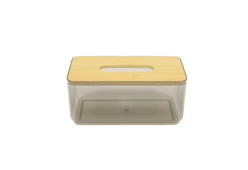 Pot rectangulaire en acrylique avec couvercle en bambou