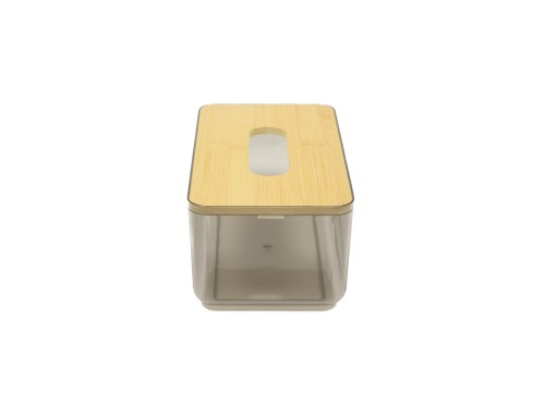Pot rectangulaire en acrylique avec couvercle en bambou