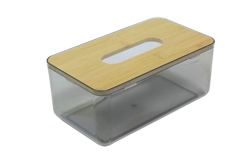 Bote rectangular acrilico c/tapa bamboo