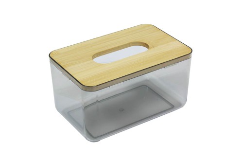 Rectangular acrylic jar with bamboo lid