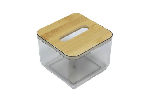 Rectangular acrylic jar with bamboo lid