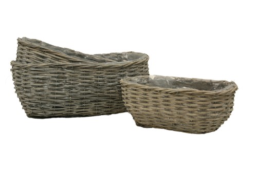 Maceteros de mimbre gris decoración s/3