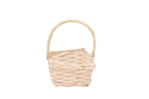 Cesta mimbre cuadra blanca