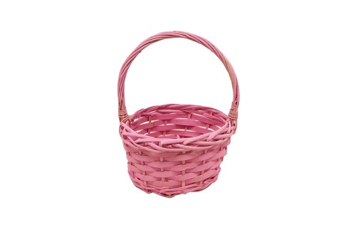 Cesta mimbre rosa redonda