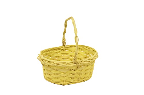 Cesta mimbre ovalada amarilla