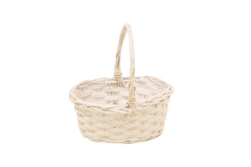 Panier ovale en osier blanc