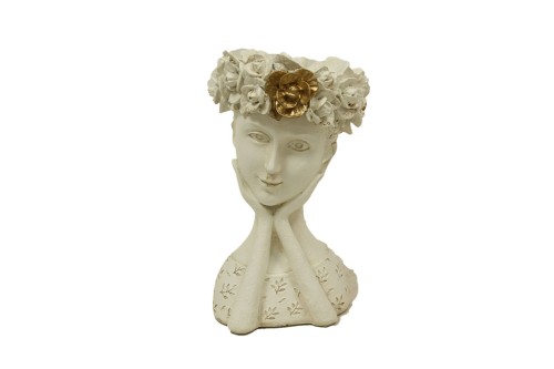 Figura ceramica mujer rosas