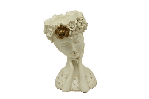 Figura ceramica mujer rosas