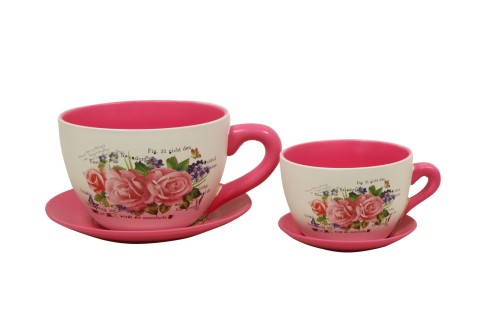 Macetero taza ceramica s/2