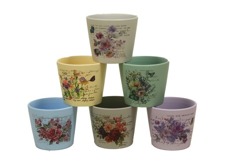Maceteros en forma de vaso multicolores s/12