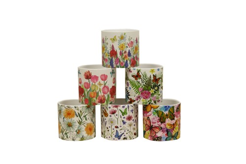 Maceteros con estampado floral s/12