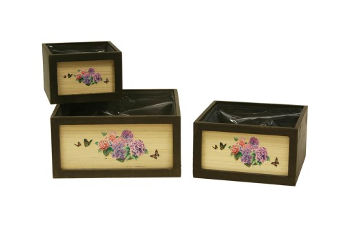Macetero caja de madera s/3