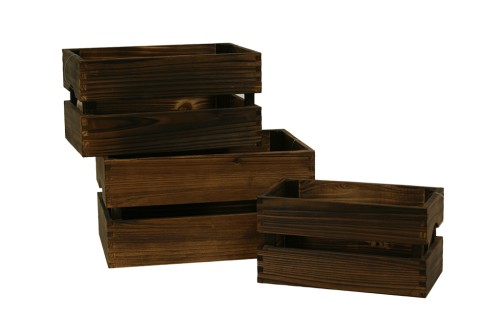 Caja de madera simple marron oscuro s/3