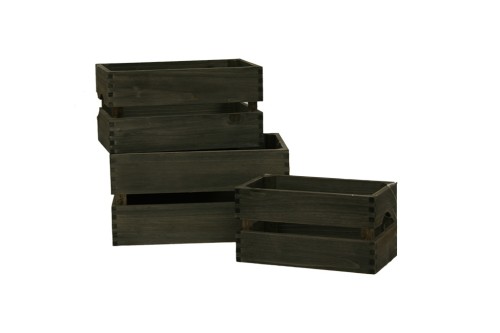 Caja de madera simple gris s/3