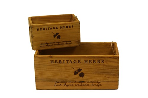 Cajas de madera con asa heritage herbs s/2