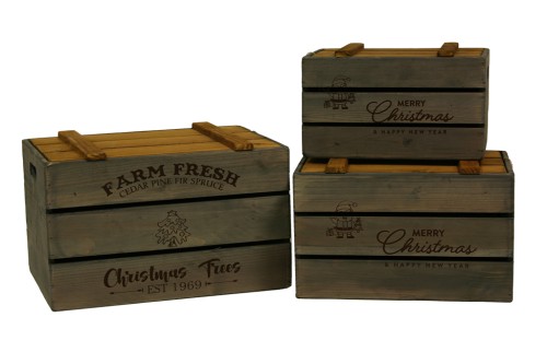 Cajas de madera con tapa estampados s/3