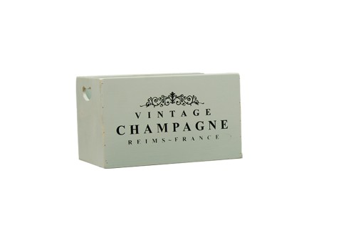 Caisse en Bois Blanche Vintage Champagne