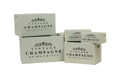 Cajas de madera blanca vintage champagne s/5