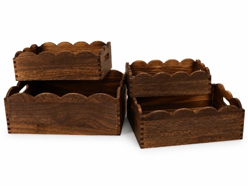Caja madera marrón con diseño s/4