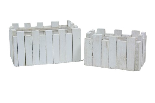 Macetero tiras madera blanco