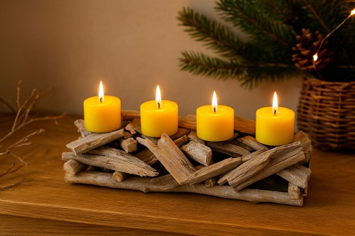 Bougeoir en bois (bougies non incluses)