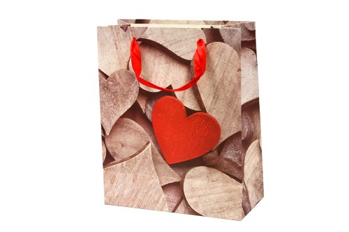 Bolsa corazon madera