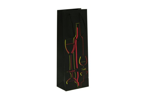 Bolsa carton botella vino fondo negro