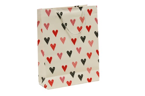 Bolsa blanca de regalo con corazones grande