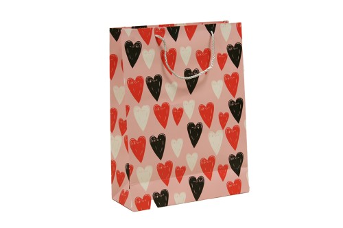 Bolsa rosa de regalo con corazones grande