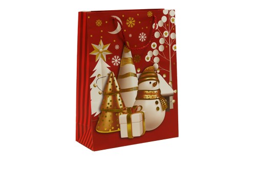 Bolsa roja navidad muñeco de nieve pequeña
