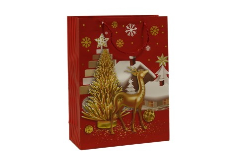 Bolsa roja de navidad reno pequeña