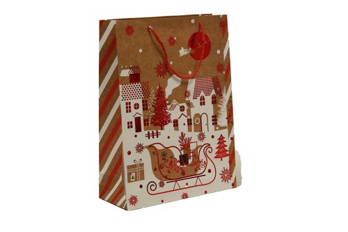 Bolsa navidad marron trineo pequeña