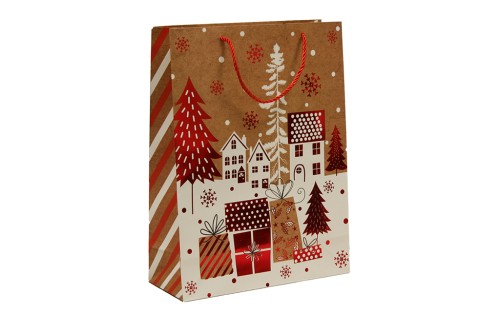 Bolsa navidad marron regalos pequeña