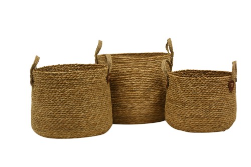 Cesta redonda yute natural s/3