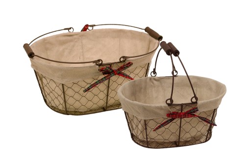 Panier avec structure en métal et tissu s/2