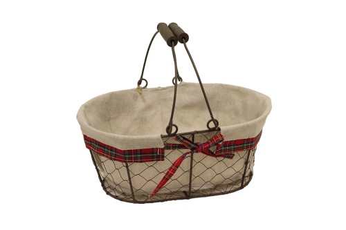 Panier ovale en métal avec tissu