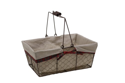 Panier rectangulaire en métal avec tissu