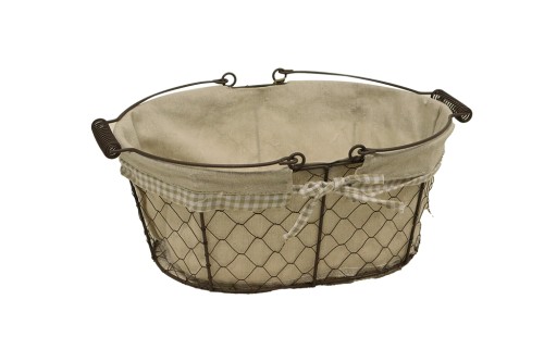 Panier ovale en métal avec tissu