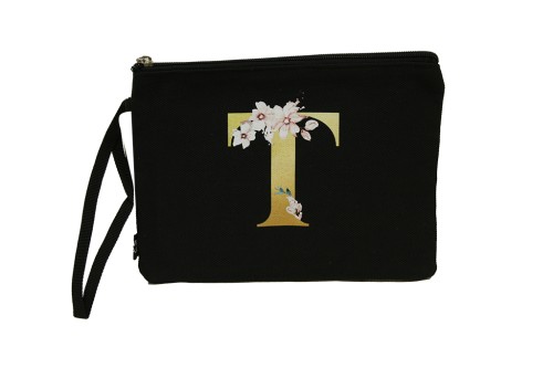 Bolso de mano letra t negro - regalos de boda