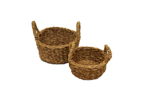 Panier Rond en Jute Naturel avec Poignées