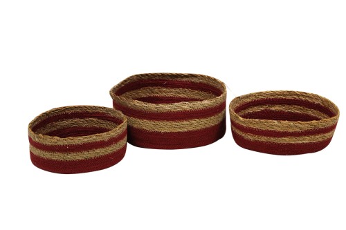 Panier rond avec rayures grenates