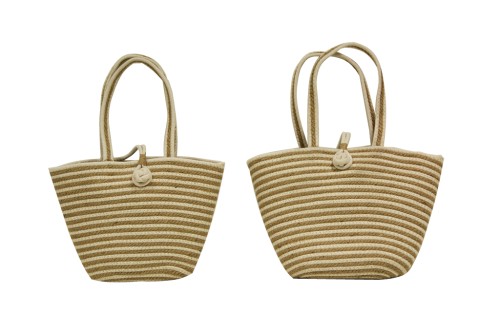 Sac à rayures naturelles et beiges