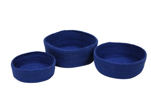Plateau en jute bleu s/3